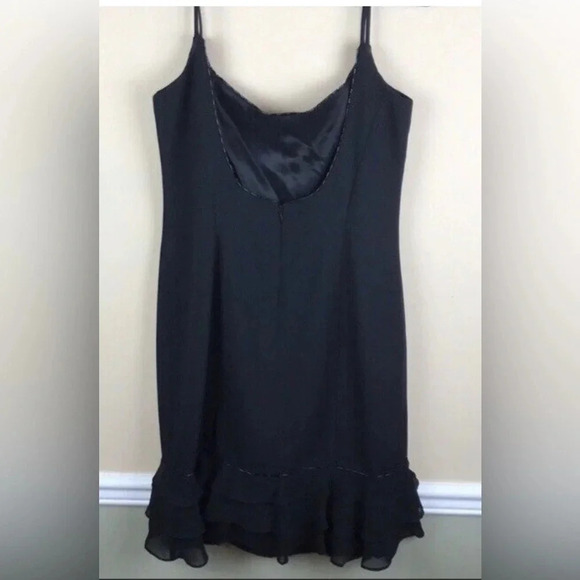 Vintage Anne Stanley Saks 5th Ave Black Beaded Ruffled Cocktail Dress EUC Sz 12 - Picture 4 of 16